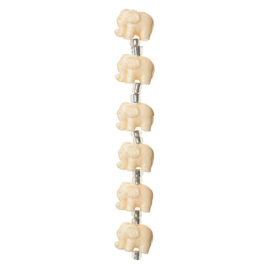 12 Packs: 6 ct. (72 total) White Reconstituted Stone Elephant Beads, 15mm by Bead Landing™